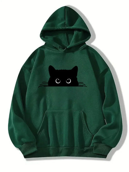 Cuddly Hoodie Cat Motif Hood