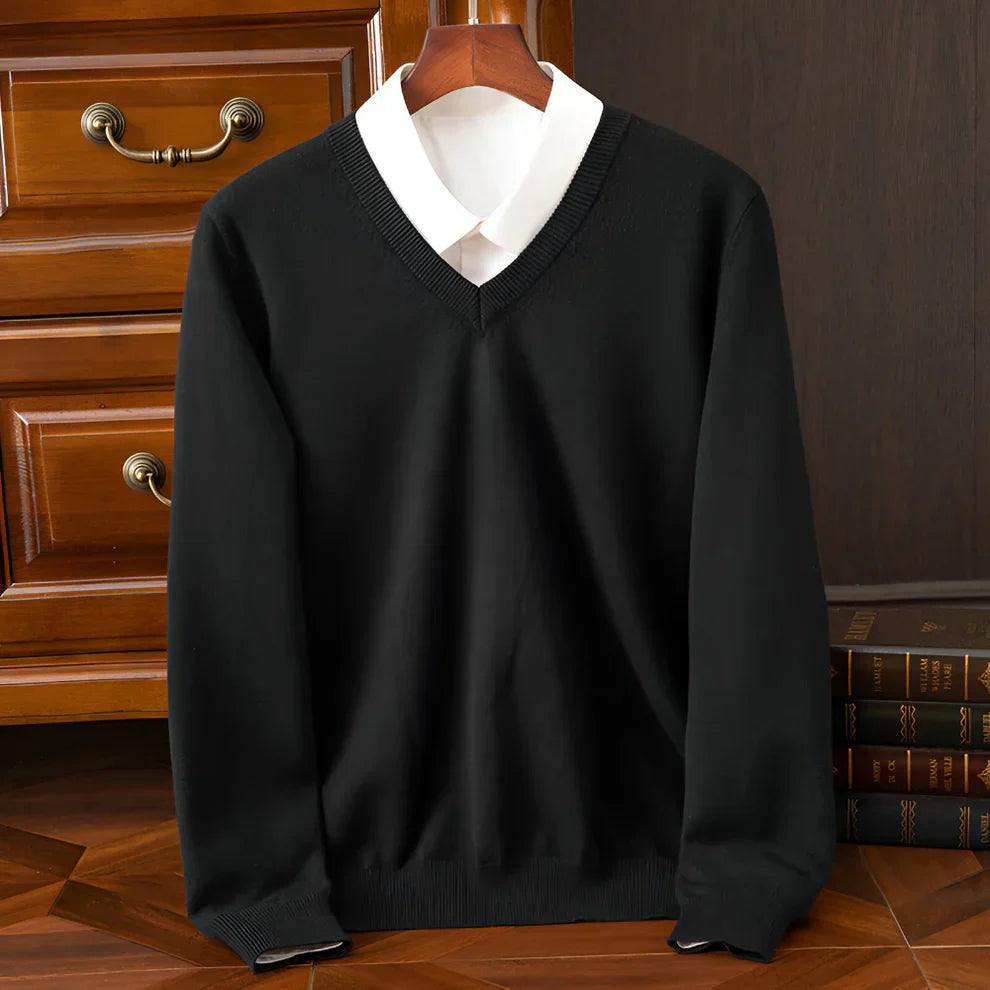 Men's V-Neck Long Sleeve Knitted Sweater