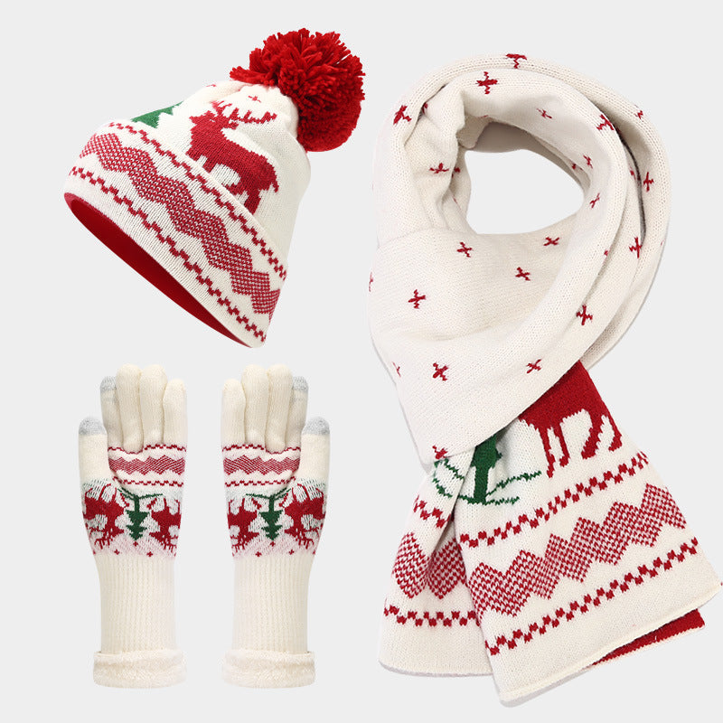 Christmas Accessory Set: Reindeer Hat Scarf Gloves