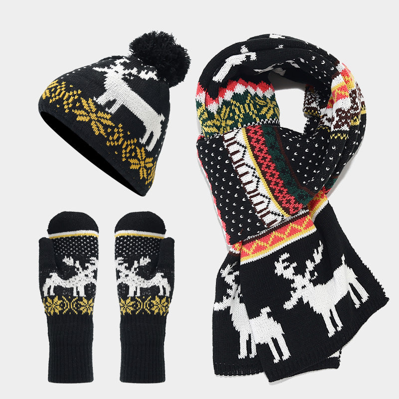Christmas Accessory Set: Reindeer Hat Scarf Gloves