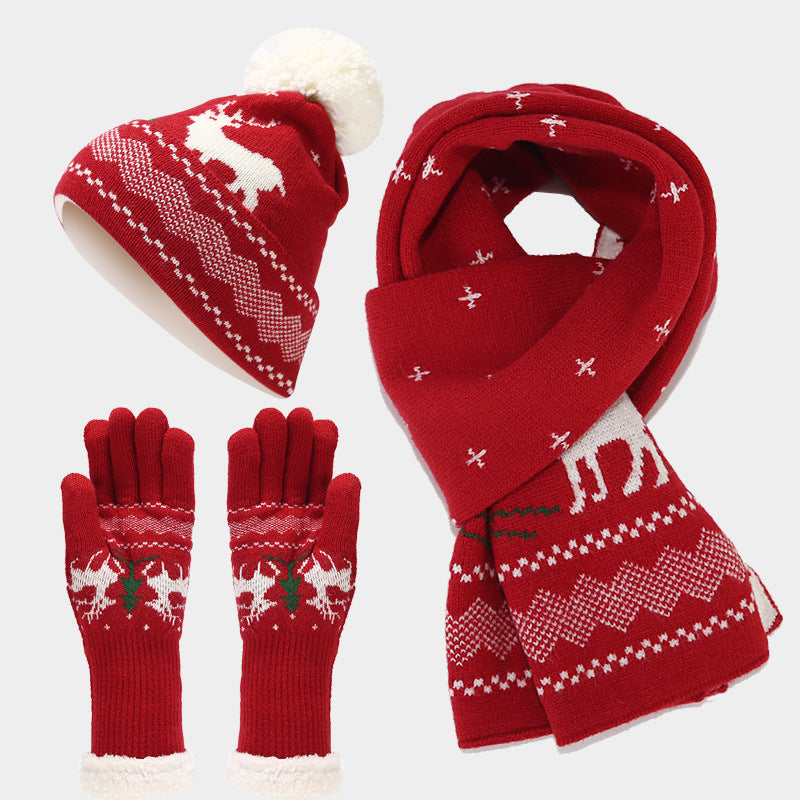 Weihnachtliches Accessoireset: Rentier Mütze Schal Handschuhe - IdealeKleiden