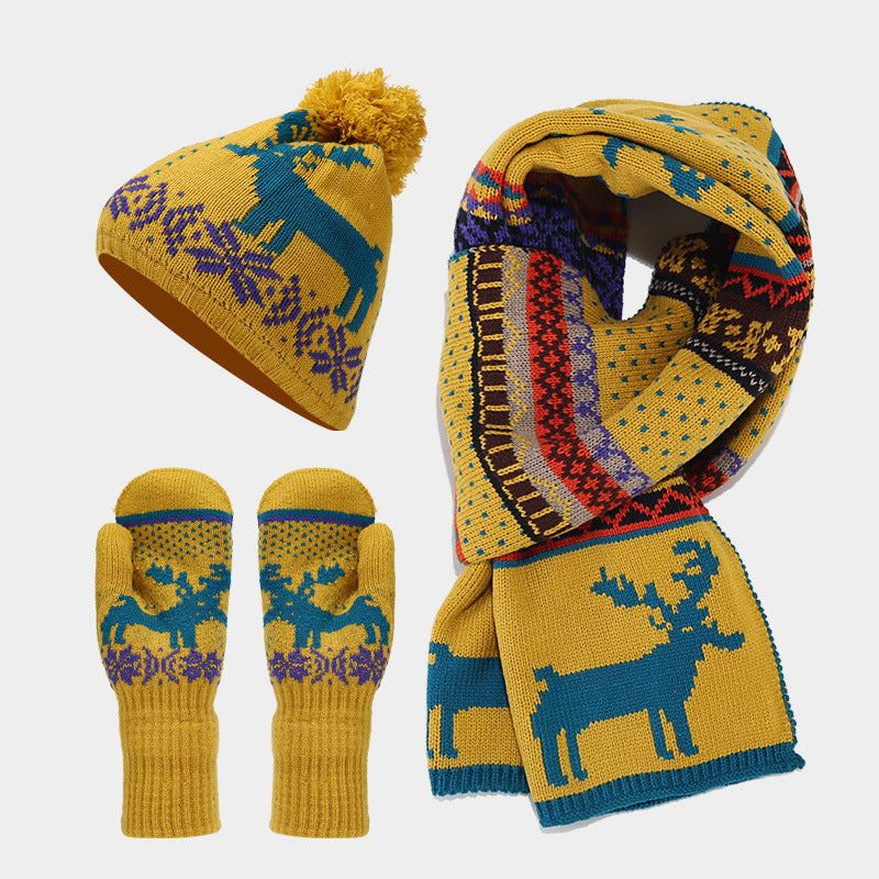 Christmas Accessory Set: Reindeer Hat Scarf Gloves