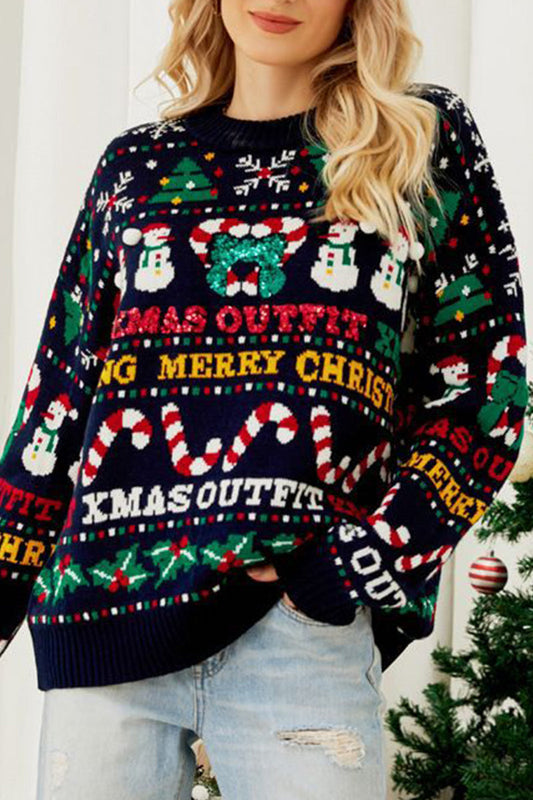 Weihnachtspullover Frauen Gemütlich O-Hals - IdealeKleiden