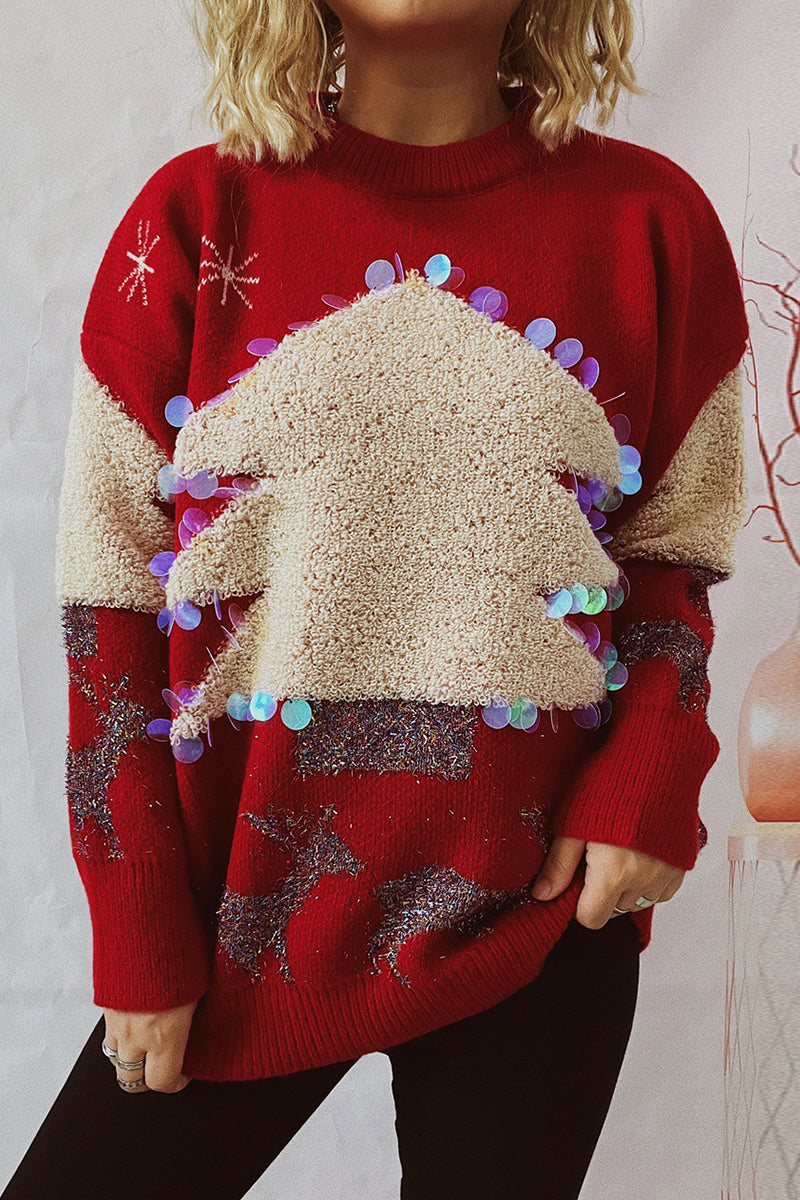 Christmas Sweater Casual Glitter Sequin Design