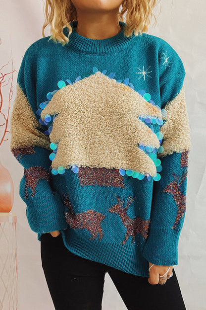 Christmas Sweater Casual Glitter Sequin Design