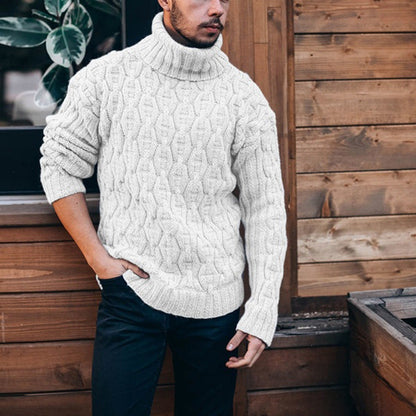 Men's Cable Knit High Neck Jumper