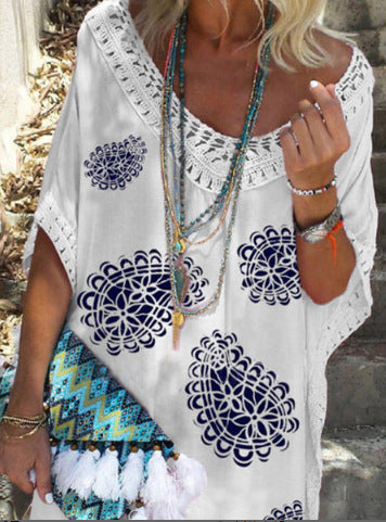 Women's Summer Crochet Floral Dress