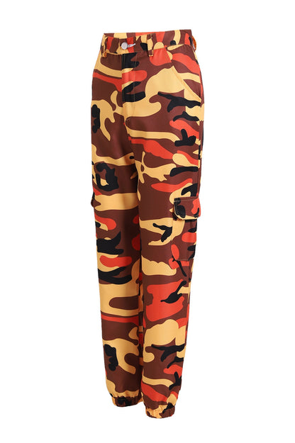 Women's Cargo Pants Camo Style Elastic Waist Practical