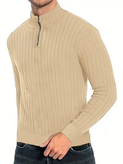 Men's Modern Quarter-Zip Roll Neck Sweater