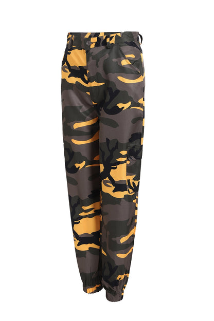 Women's Cargo Pants Camo Style Elastic Waist Practical