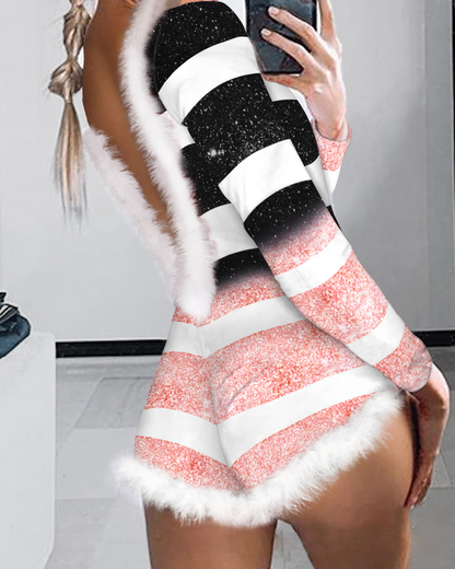 Christmas Bodysuit: Sexy Floral Jumpsuit Shorts
