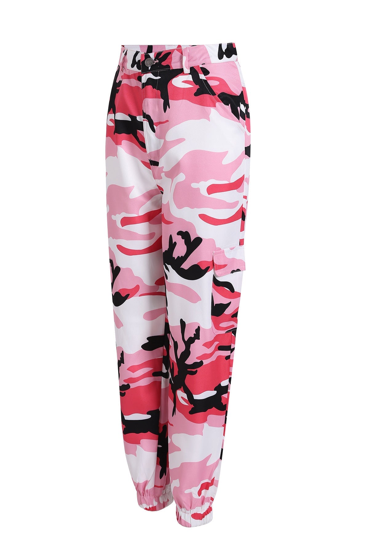 Women's Cargo Pants Camo Style Elastic Waist Practical