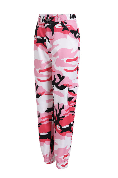 Women's Cargo Pants Camo Style Elastic Waist Practical