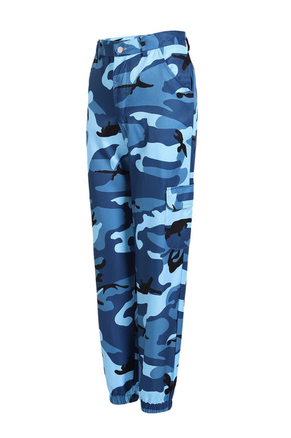 Women's Cargo Pants Camo Style Elastic Waist Practical