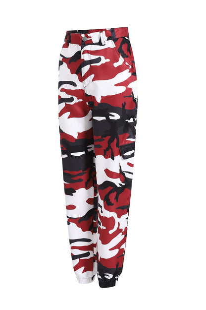 Women's Cargo Pants Camo Style Elastic Waist Practical