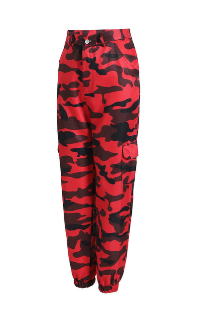 Women's Cargo Pants Camo Style Elastic Waist Practical