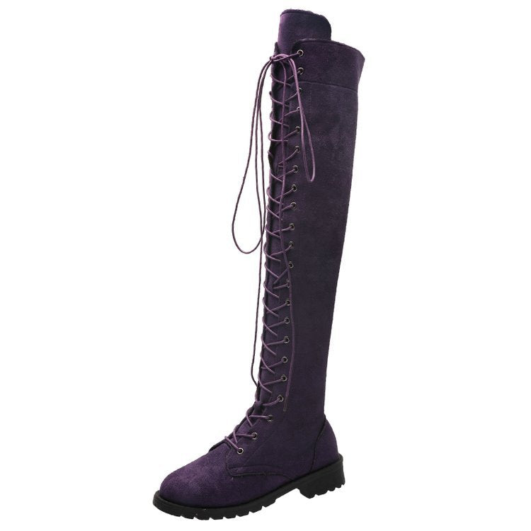 Women's Over-the-Knee Boots Lacing Non-Slip Elegant