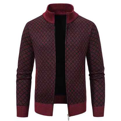 Stylish Men's Checkered Jacket with Zipper