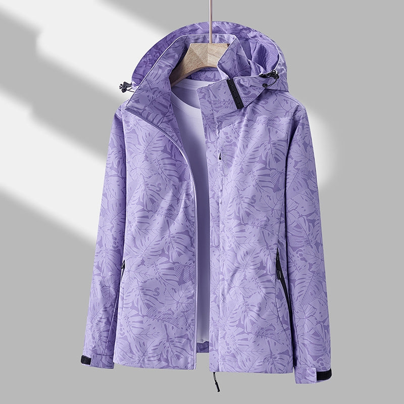 Stilvolle Damen Outdoor-Jacke Muster Kapuze