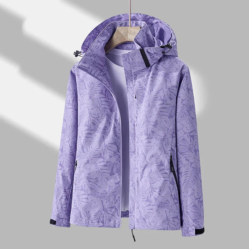 Women's Outdoor Jacket Stylish Hood Floral Print