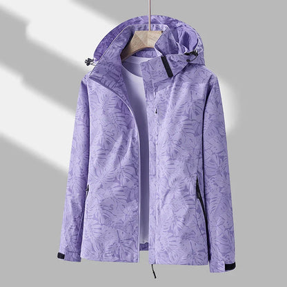 Women's Outdoor Jacket Stylish Hood Floral Print