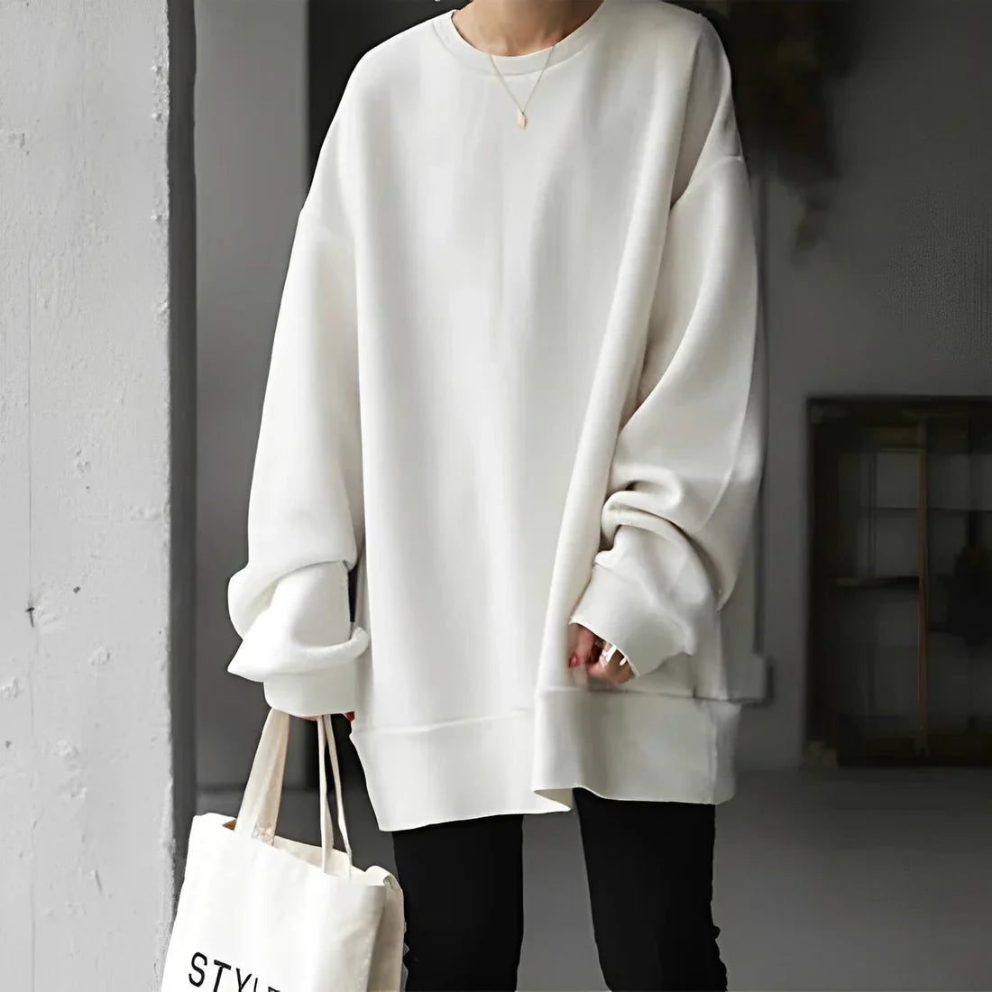 Damen Pullover Locker Schnitt Übergröße - IdealeKleiden