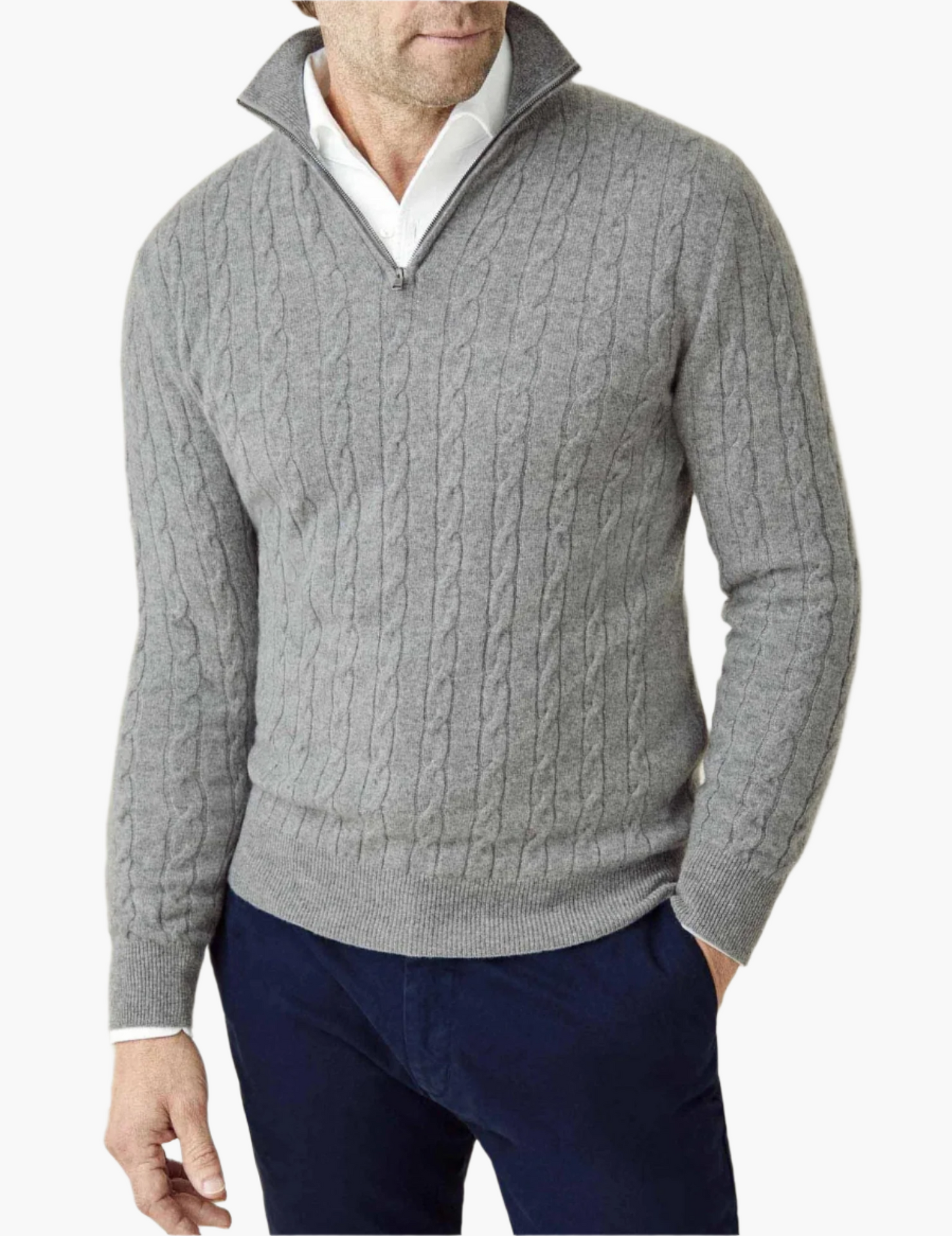 Stylish Cable Knit Jumper Zipper