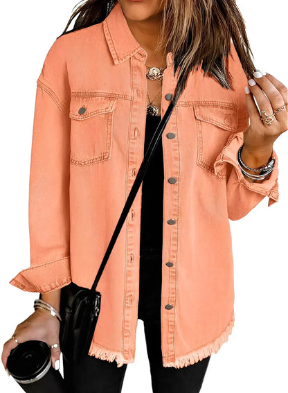 Women's Distressed Denim Jacket Vintage Style