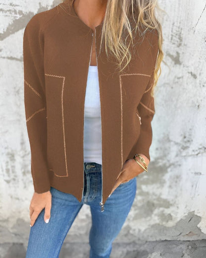 Women's Sporty Zip-Up Bomber Jacket