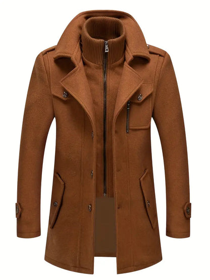 Long Wool Coat Men's Double Zipper Everyday