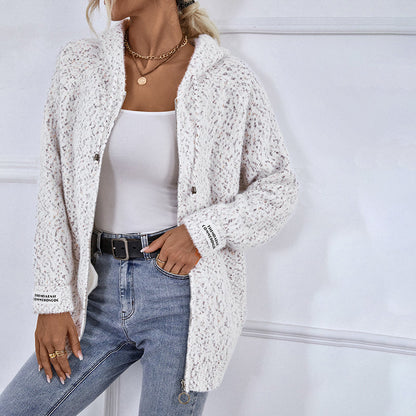 Women's Winter Cardigan Hooded Warm Knit