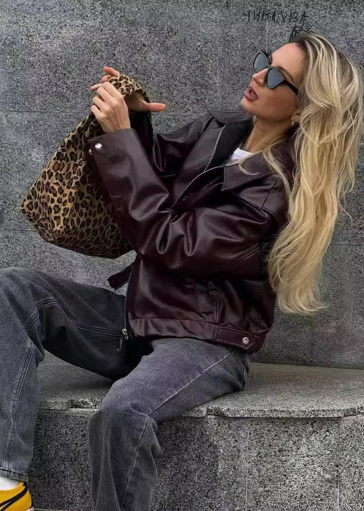 Lederjacke Damen - Stylische Reißverschlussjacke - IdealeKleiden