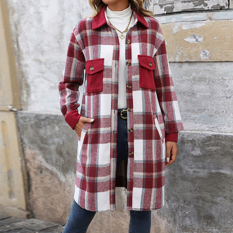 Women's Plaid Long-Sleeve Jacket