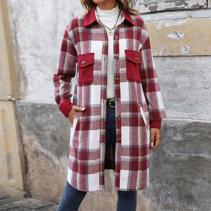 Women's Plaid Long-Sleeve Jacket