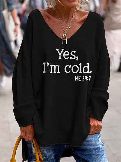 Women's Oversized V-Neck Sweaters Trendy
