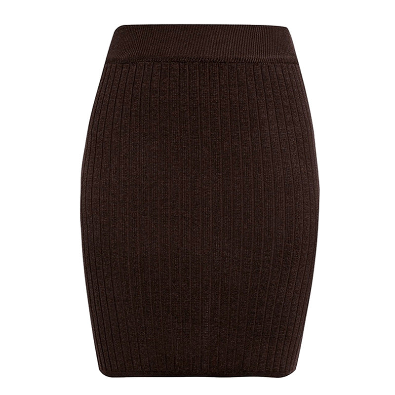 Women's Knitted Skirt Elegant Ribbed Design