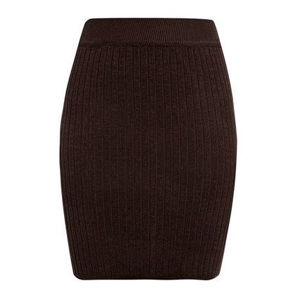 Women's Knitted Skirt Elegant Ribbed Design