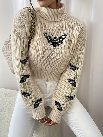 Fashionable Women's Sweater Butterfly Pattern