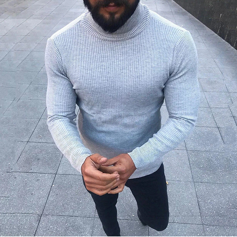 Men's Roll-Neck Knitted Jumper Elegant Design