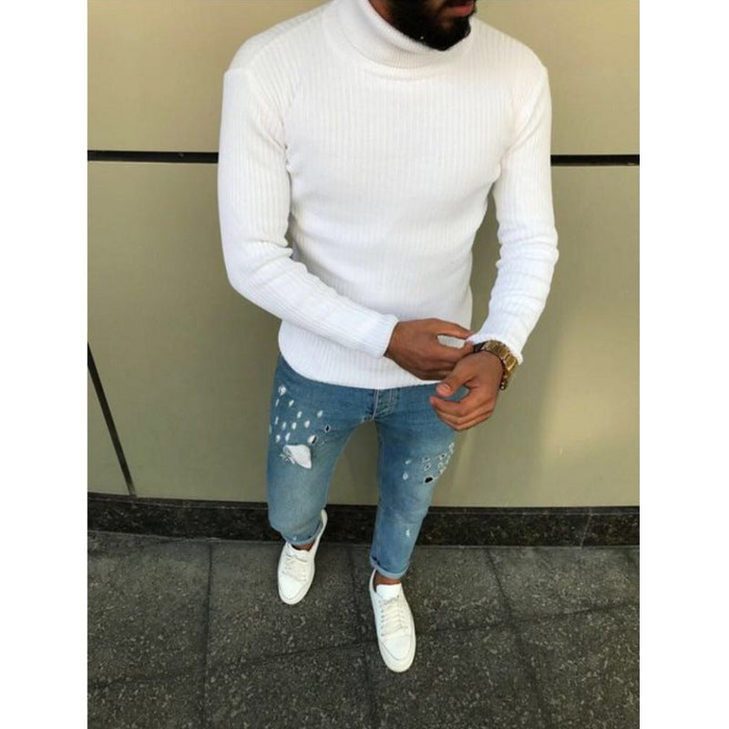 Men's Roll-Neck Knitted Jumper Elegant Design