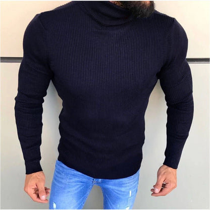 Men's Roll-Neck Knitted Jumper Elegant Design
