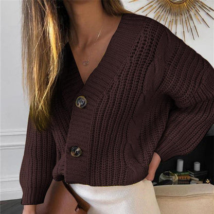 Women's Chunky Knit Cardigan Modern Cable Pattern