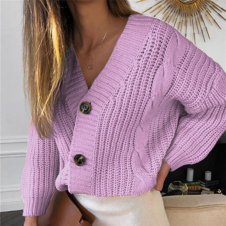 Women's Chunky Knit Cardigan Modern Cable Pattern