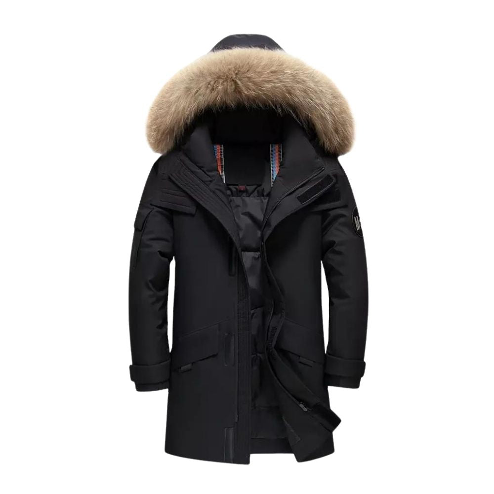 Men's winter coat with fur hood