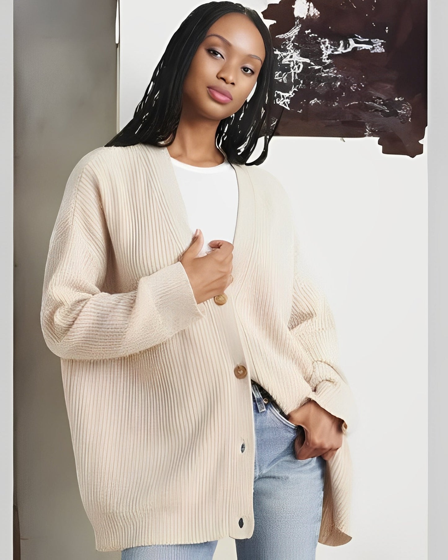 Soft Oversize Cardigan for Women, Cashmere Quality