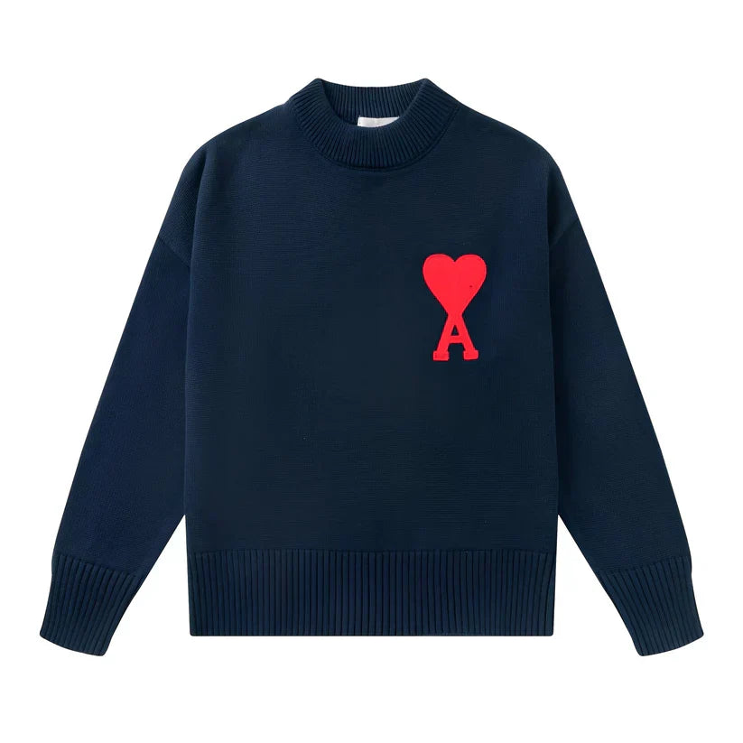 Einfacher Bestickter Pullover Herren