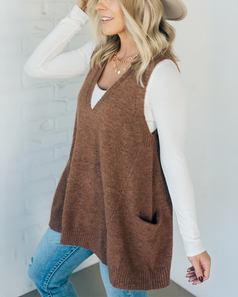 Elegante Strickweste Damen Klassik - IdealeKleiden
