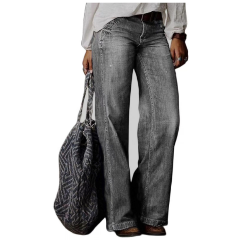 Hohe Damen-Hose Weite Beinpartie - IdealeKleiden