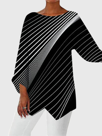 Women's Long-Sleeve Top Butterfly Motif