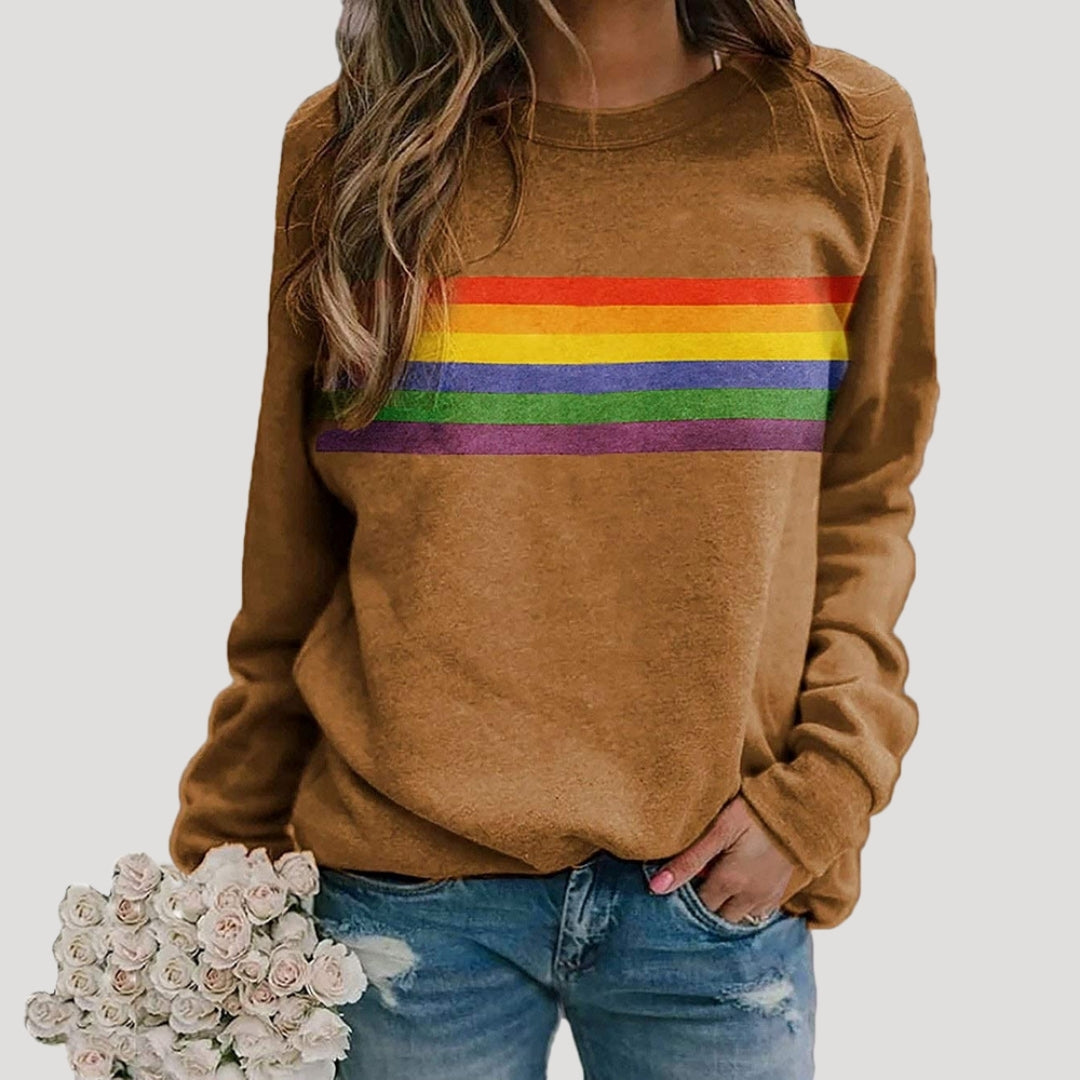Women's Colorful Rainbow Striped Sweatshirt
